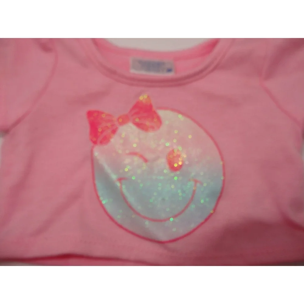 Build A Bear Pink Floral Dress and Smiley Face Skirt Set 2 pc Outfit
